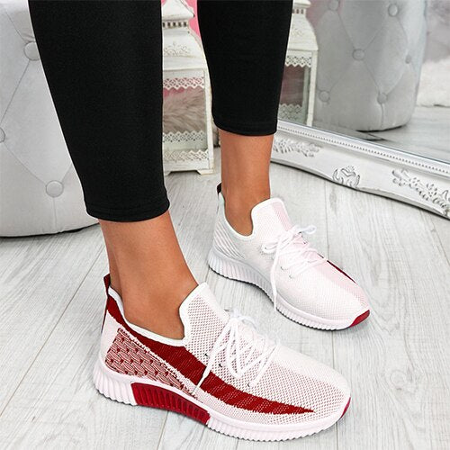 Back To School lovevop  Women Sneakers Ladies Mesh Breathable Sport Shoes Woman Mix Color Casual Vulcanized  Women's Flats Female Plus Size 43