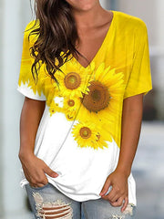 Women's American Flag Sunflower Anchor 3D Print T-shirts