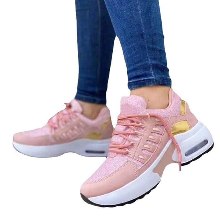 lovevop   Comfortable Outdoor High-Quality Walking Shoes Women's White Shoes Spring Autumn New Lace-Up Flat Casual Sports Shoes