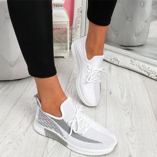 Back To School lovevop  Women Sneakers Ladies Mesh Breathable Sport Shoes Woman Mix Color Casual Vulcanized  Women's Flats Female Plus Size 43