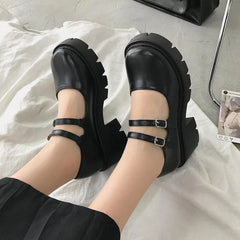 Back to school outfit lovevop  Lolita Shoes On Heels Platform Shoes Women's Shoes Japanese Style Mary Janes Vintage Girls High Heel Student Shoes Sandals Pumps