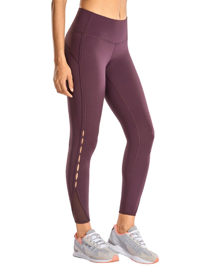 High Waisted Workout Pants 7/8 Yoga Leggings with Hole - Naked Feeling - 25 Inches