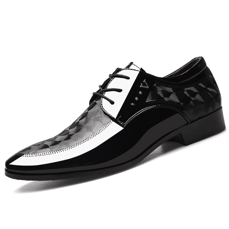 lovevop   Men Leather Shoes Spring New Fashion Bright Business Formal Wear Shoes Comfortable Breathable Large Size Male Shoes