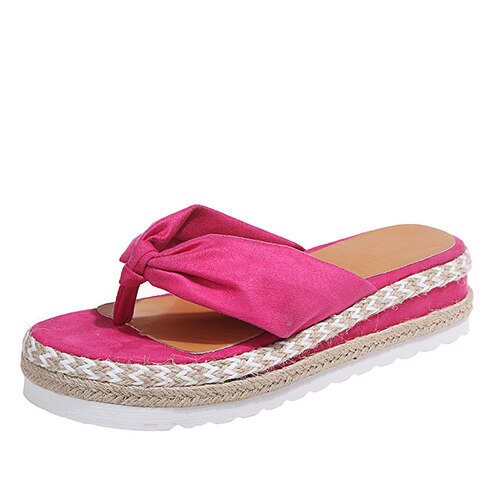 Back  To School Outfit  lovevop  Women Platform Flat Slippers Flip Flops Female Hemp Casual Summer Beach Slides Ladies Fashion Comfort Footwear Plus Size