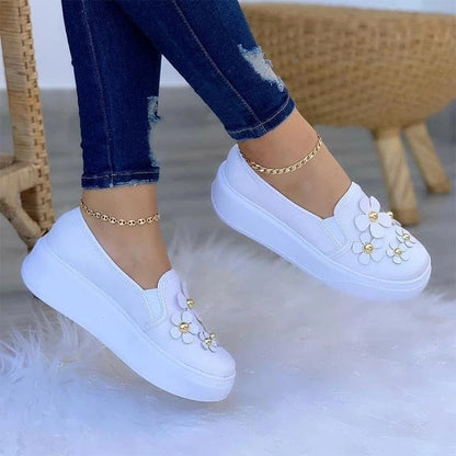 Back to school outfit  lovevop   White Shoes Women Fashion Round Toe Platform Shoes Casual Shoes Women Lace Up Flats Women Loafers Zapatos Mujer Plus Size