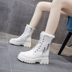 lovevop Ankle Boots For Women  New Brand Snow Boots Fashion Warm Winter Boots Women Solid Square Heel Shoes Woman Thigh High Boots