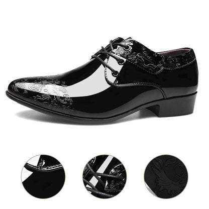 lovevop  Men Leather Shoes Shiny Business Leather Dress Shoes Mens Fashion Formal Casual Shoe Large Size Lace Up Wedding Footwear