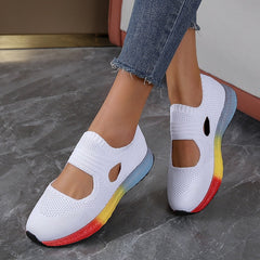 lovevop Women's New Sneakers Platform Breathable Casual Shoes Female Light Vulcanized Flats Shoes Spring and Summer Slip on Flat Shoes