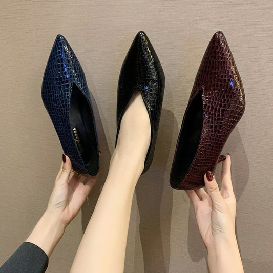 lovevop  Pointy Patent-Leather Single Women Shoes High Heels Spring Versatile Retro Chunky Single Shoes Zapatos De Mujer