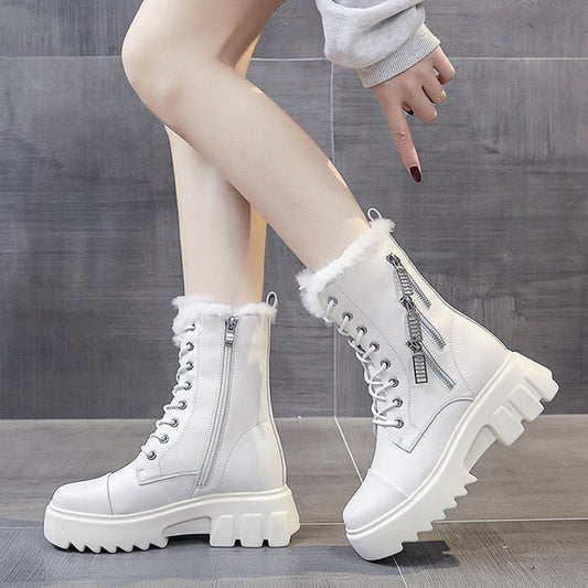 lovevop Ankle Boots For Women  New Brand Snow Boots Fashion Warm Winter Boots Women Solid Square Heel Shoes Woman Thigh High Boots