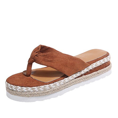 Back  To School Outfit  lovevop  Women Platform Flat Slippers Flip Flops Female Hemp Casual Summer Beach Slides Ladies Fashion Comfort Footwear Plus Size