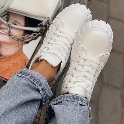 Back to school lovevop   Women Autumn Fashion Lace Up Sneakers Ladies New Platform Casual Sports Shoes Female Original Breathable Shoes Plus Size 43