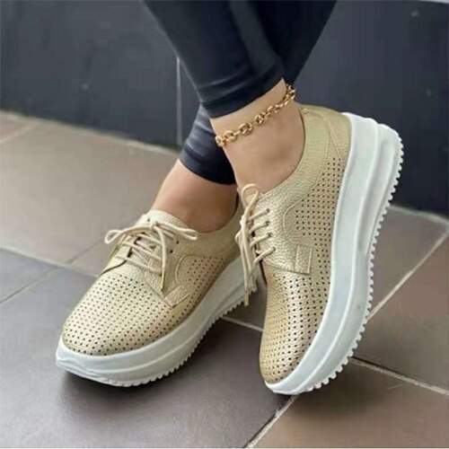 Back To School lovevop  Women Mesh Lace Up Sneaker Women Summer Platform Vulcanized Female Casual Running Shoe Ladies Breathable Solid Footwear