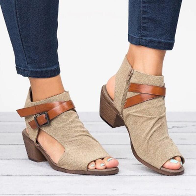 lovevop  Women Shoes Ladies Gladiator Women Flat Denim Sandal Shoes Big Size 36-42 Summer Buckle Sandals Shoes Zapatillas Casa Zapatos