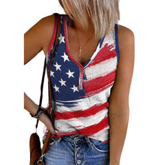 Women's American Flag   Novelty Strips and Stars Tees Camisole