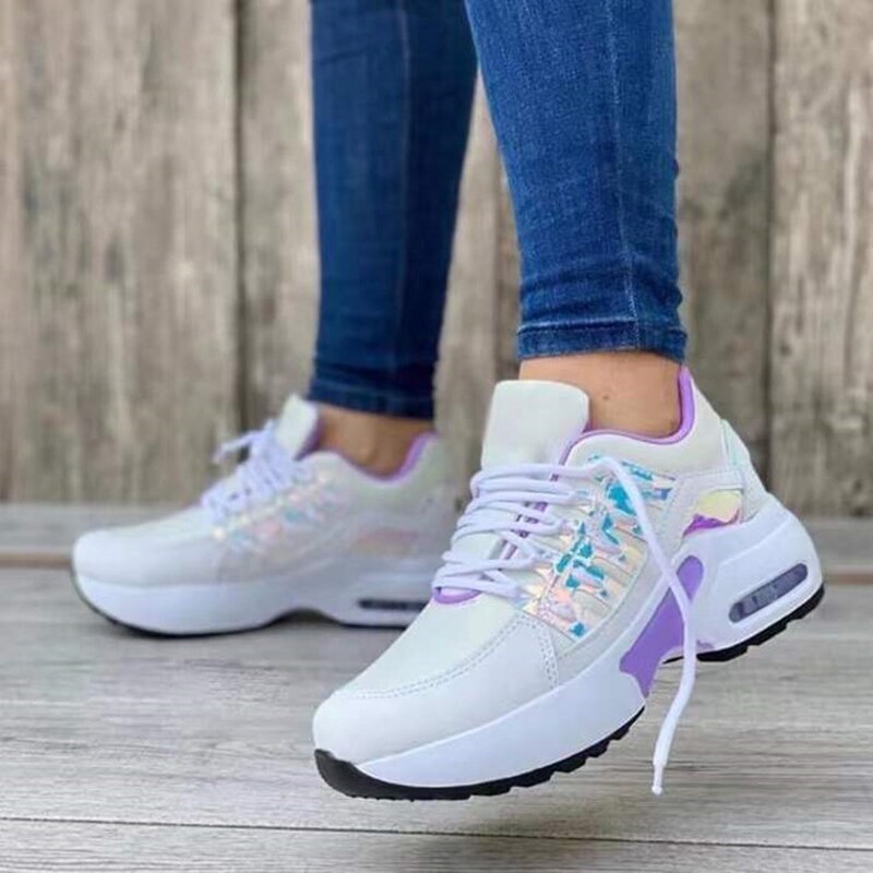 lovevop   Comfortable Outdoor High-Quality Walking Shoes Women's White Shoes Spring Autumn New Lace-Up Flat Casual Sports Shoes