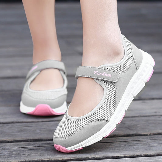 lovevop New Women Flats  Spring Summer Ladies Mesh Flat Shoes Women Soft Breathable Sneakers Women Casual Shoes White Nurse Shoes