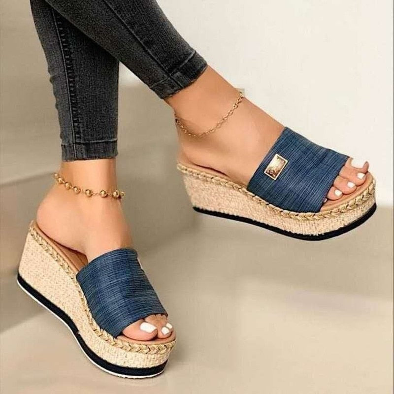 lovevop Back to college Womens High Heels Sandal Thick Bottom Casual Shoes Ladies Leisure Summer Wedges Sandals Woman Shoes Women Platform Mules Slipper