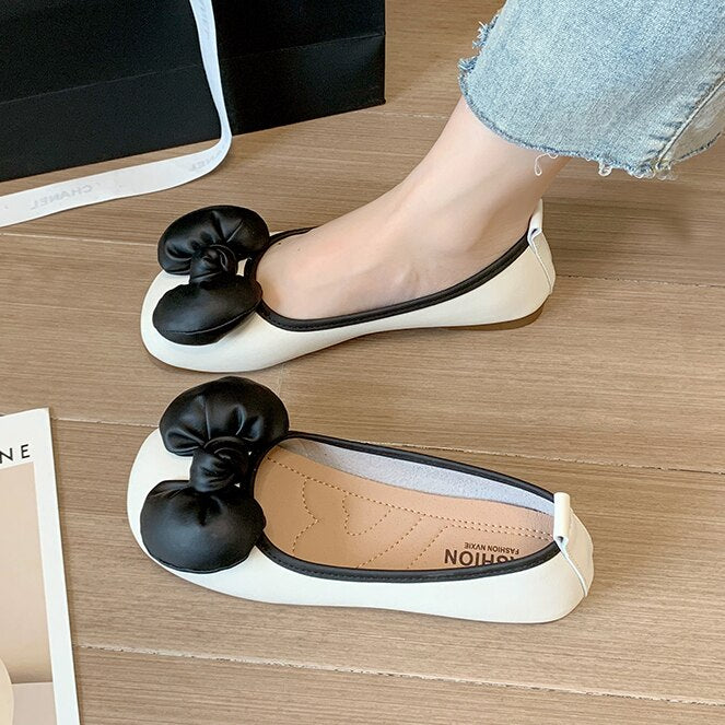 lovevop  Lolita Shoes Bow Mary Janes Shoes Platform Women Flats Leather Square Toe Casual Shoes Women Princess Shoes Women's Shoes