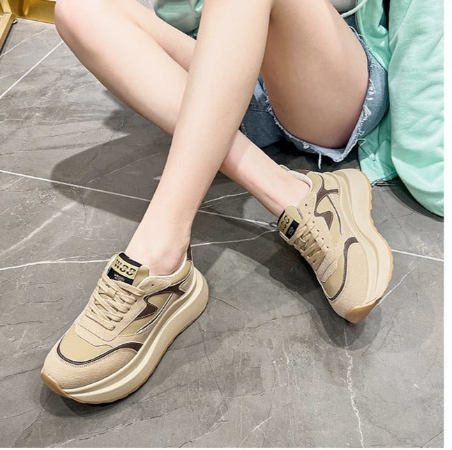 lovevop  Genuine Leather Women Shoes Platform Wedge Fashion Sneakers Women Casual Shoes Spring Autumn Comfy Summer Shoes Vulcanized