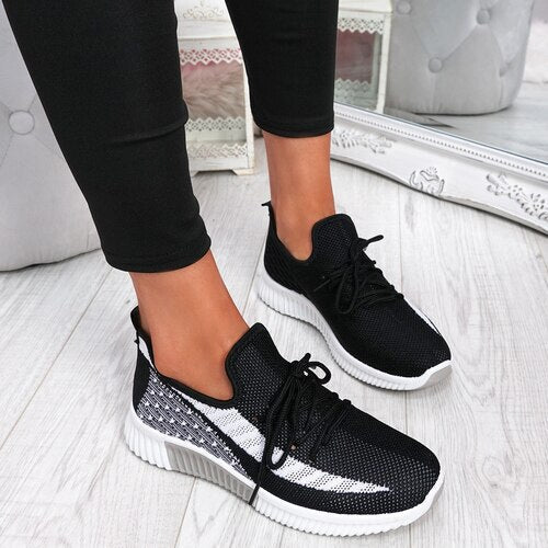 Back To School lovevop  Women Sneakers Ladies Mesh Breathable Sport Shoes Woman Mix Color Casual Vulcanized  Women's Flats Female Plus Size 43