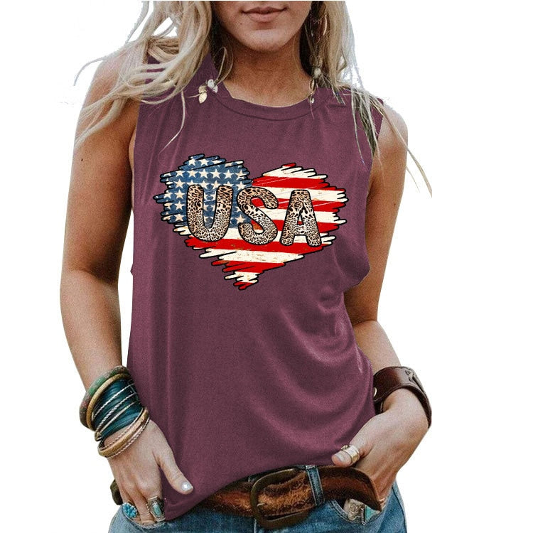 USA American Flag 3D Print Tank Tops Oversized Women Sleeveless Vest Y2k Streetwear Off Shoulder Camisole Harajuku Clothing