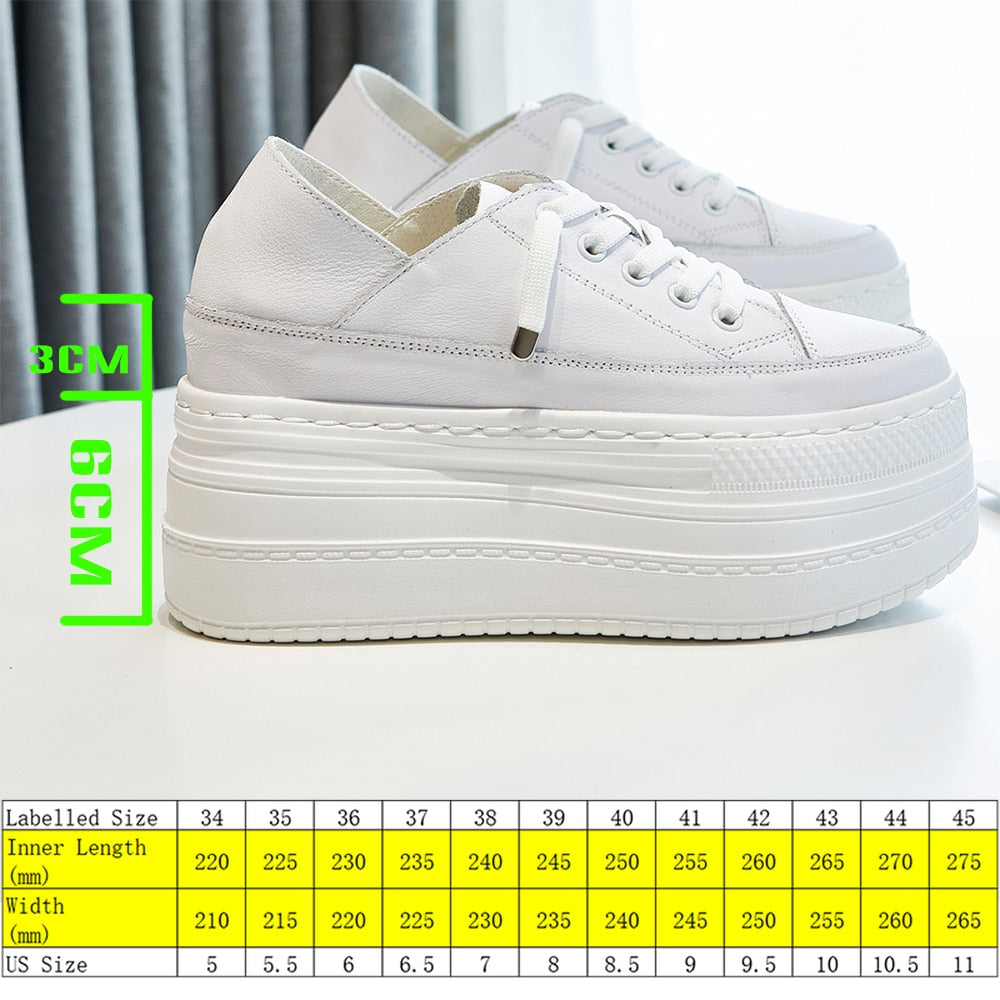 lovevop  9Cm Genuine Leather Women Summer Shoes Platform Sneakers Wedge High Heel Women Casual Shoes Fashion Sneakers Slippers