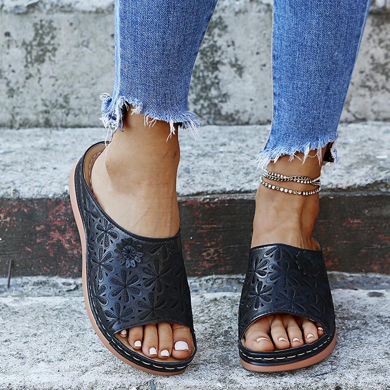 Back to college  Summer Women Wedge Sandals Premium Orthopedic Open Toe Sandals Vintage Anti-Slip Leather Casual Female Platform Retro Shoes