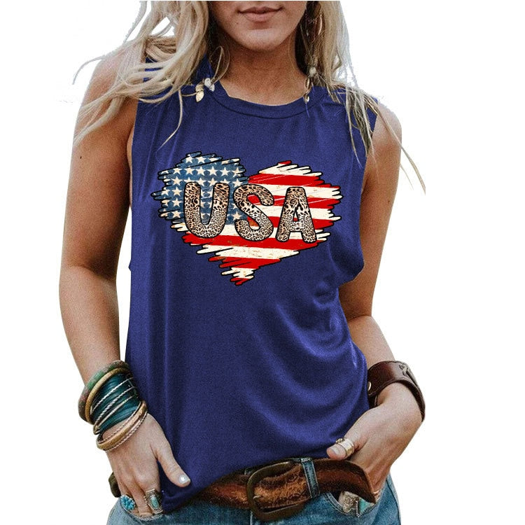 USA American Flag 3D Print Tank Tops Oversized Women Sleeveless Vest Y2k Streetwear Off Shoulder Camisole Harajuku Clothing