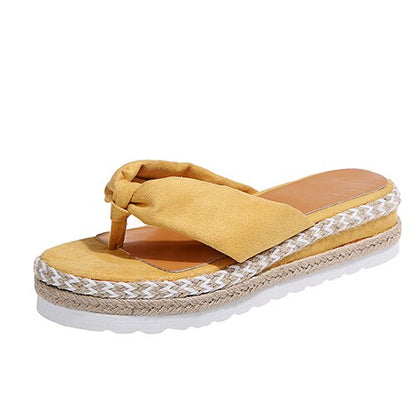 Back  To School Outfit  lovevop  Women Platform Flat Slippers Flip Flops Female Hemp Casual Summer Beach Slides Ladies Fashion Comfort Footwear Plus Size