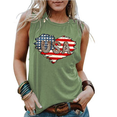 USA American Flag 3D Print Tank Tops Oversized Women Sleeveless Vest Y2k Streetwear Off Shoulder Camisole Harajuku Clothing