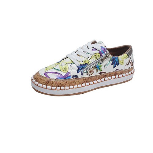 Back To School lovevop  Women Lace-Up Flower Summer Vulcanized Female Fashion New Platform Round Toe Shoes Ladies Casual Comfort Zip Flat Big Size