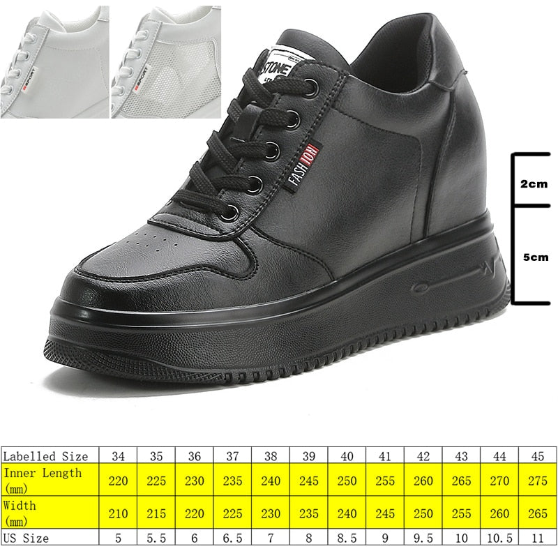 lovevop  Spring Autumn Women Casual Shoes Genuine Leather 7Cm Platform Wedge Sneakers Summer Shoes Women Air Mesh Breathable Shoes