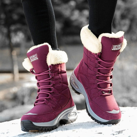 lovevop Snow Boots Women Winter Plus Velvet Woman Shoes Warm Boots Upset To Keep Warm Thick Cotton Furry Red Women Boots Botas De Mujer