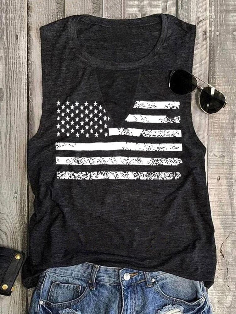 American Flag Tank Top Hollow Out Keyhole Neck Sleeveless Shirts Women 4th of July Summer US Flag Stars Stripes Patriotic Tops