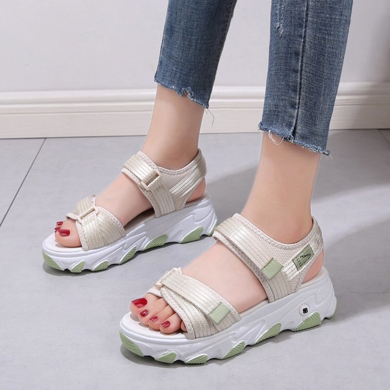 lovevop Sports Style Platform Women's Sandals Summer Shoes Student Beachwear Casual Shoes Women's Thick Bottom Increase Sandals Shoe