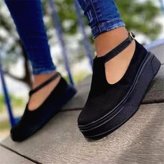 Back  To School Outfit  lovevop  New Women's Platform Vulcanized Summer Flats Women Casual Loafers Plus Size Female Buckle Strap Shoes Fashion Footwear