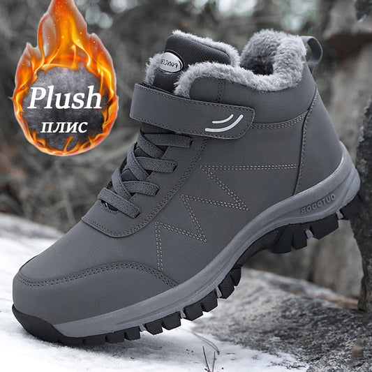 lovevop Winter Women Boots With Fur Warm Snow Women Non-Slip Boots Men Work Casual Shoes Sneakers High Top Mom And Dad Jogging Shoes
