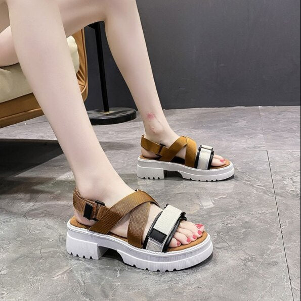 lovevop Summer Platform Sandals  Fashion Women Strap Gladiator Sandal Wedges Shoes Casual Woman Peep Toe Espadrille Femme