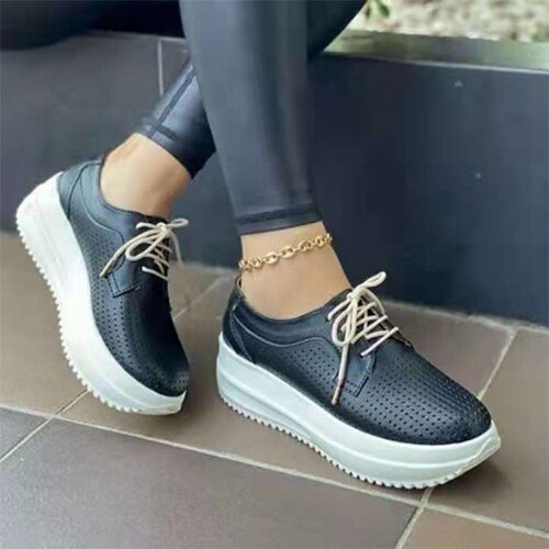 Back To School lovevop  Women Mesh Lace Up Sneaker Women Summer Platform Vulcanized Female Casual Running Shoe Ladies Breathable Solid Footwear