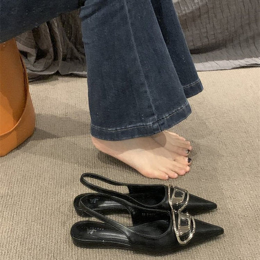 lovevop  Fashion Flats Backless Sandals Women's Pointed Toes Elegant High Heels Party Shoes Fashion Comfortable Casual Single Shoes