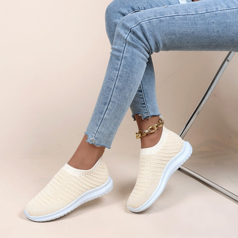 Back to school lovevop  Women Flats Loafer  New Slip-On Knit Sock Shoes Woman Sneakers Comfort Breathable Mesh Women Sneakers Zapatos Para Mujer