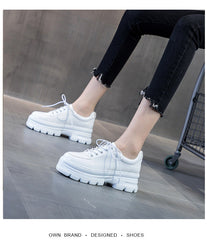 lovevop  8Cm Leather Shoes Oxford Loafer Genuine Leather Patent Platform Wedge Spring Autumn Shoes Sneakers Summer Fashion Sneakers