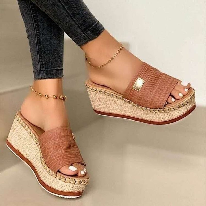 lovevop Back to college Womens High Heels Sandal Thick Bottom Casual Shoes Ladies Leisure Summer Wedges Sandals Woman Shoes Women Platform Mules Slipper