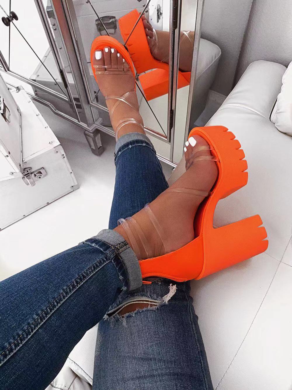 Back to school outfit lovevop  Woman Platform Fur Sandals Ladies INS Plush High Heels Female PU Leather Non Slip Shoe Women Open Toe Women's Footwear Plus Size