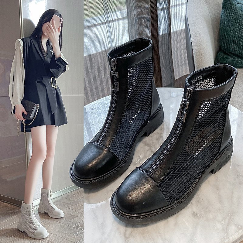 lovevop 2024 New Spring Autumn Boots, Women's Air Mesh Women Shoes, Front Ankle Boots, Chic Heels Botas Star Brand Women's Boots