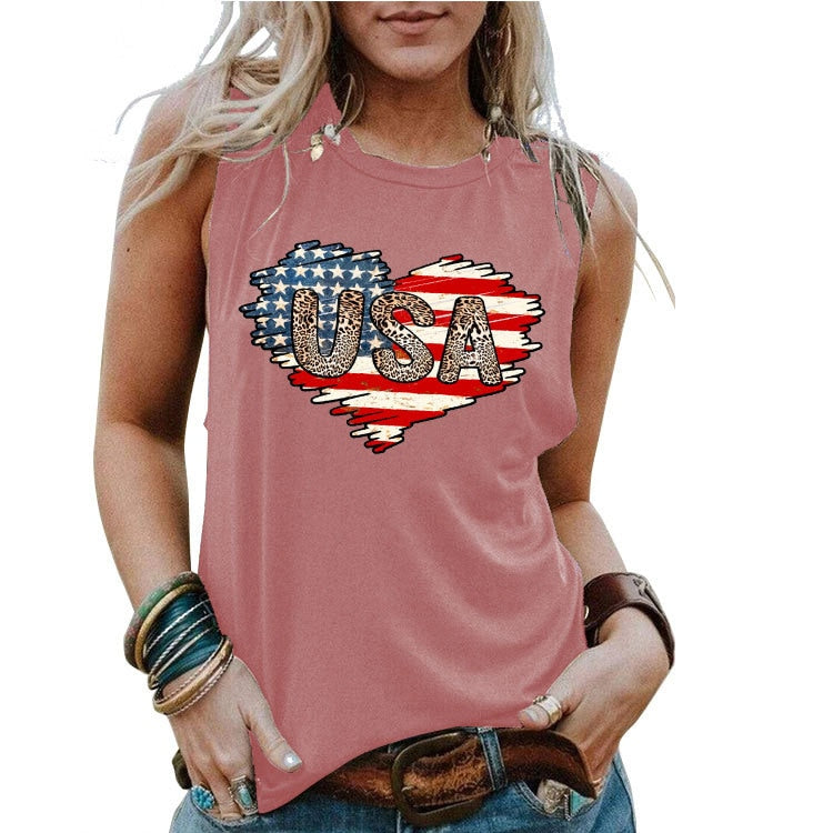 USA American Flag 3D Print Tank Tops Oversized Women Sleeveless Vest Y2k Streetwear Off Shoulder Camisole Harajuku Clothing