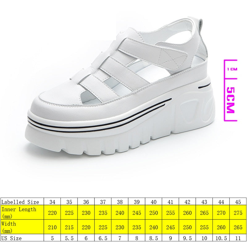 lovevop  6Cm Genuine Leather Women Platform Sandals Wedge Slides Hook Look Women Summer Shoes Slides Slippers Elegant White Shoes