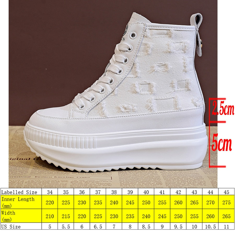 lovevop  Women Summer Shoes Boots Ankle  Spring Autumn Platform Wedge Sneakers Shoes 7.5Cm Breathable Air Mesh Summer Boots