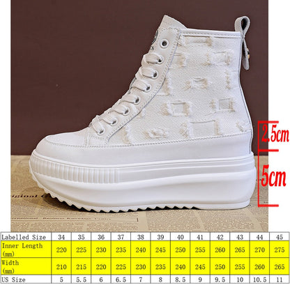 lovevop  Women Summer Shoes Boots Ankle  Spring Autumn Platform Wedge Sneakers Shoes 7.5Cm Breathable Air Mesh Summer Boots